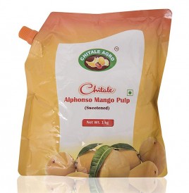 Chitale Agro Alphonso Mango Pulp (Sweetened)  Pouch  1 kilogram